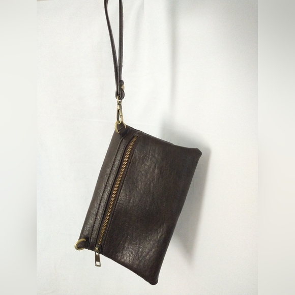 Joy Susan Kiara Brown Vegan Leather Convertible Crossbody/Wristlet Bag - Picture 6 of 6